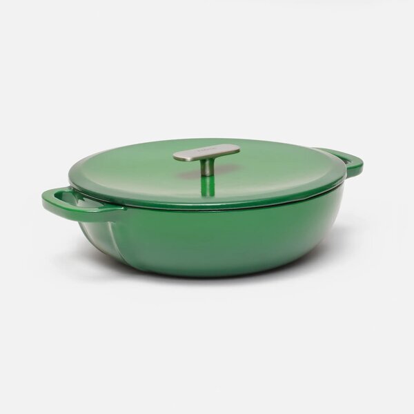 Fabini Smaltovaná litinová tegame pánev s poklicí Ø 26 cm (3,5 l), zelená