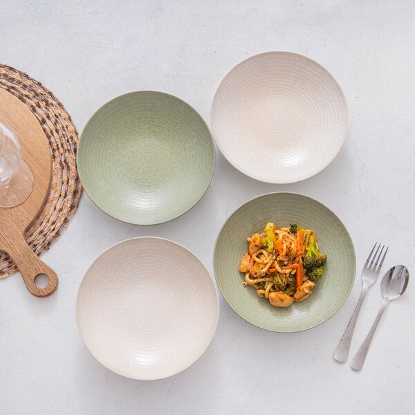 Talíře / misky KitchenCraft 22 cm – sada 4 mix barvy, dárkové balení KCBOWL22PK4GRN