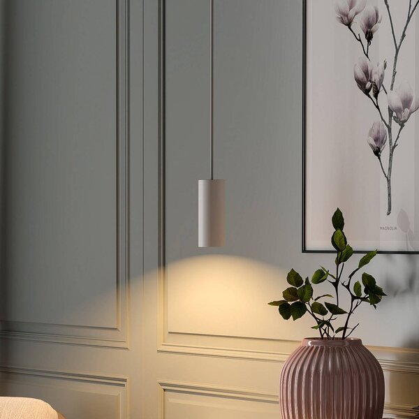 Deko-Light Závěsné světlo CAN, bílé, výška 15 cm, Ø 6 kov, GU10, stmívatelný, Bílá / opál, Obývací pokoj / jídelna, Hliník