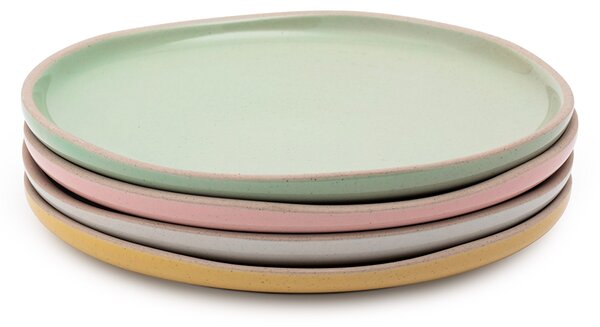 Jamie Oliver Big Love sada 4 kameninových talířů Ø 19 cm (žlutý, zelený, béžový, růžový) JOBLPLAT19PK4