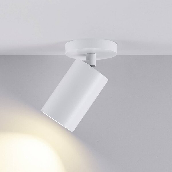 Deko-Light Stropní bodové osvětlení CAN TILT, bílé, Ø 8 cm, 1 světlo, kov, GU10, stmívatelný, Bílá / opál, Obývací pokoj / jídelna, Hliník