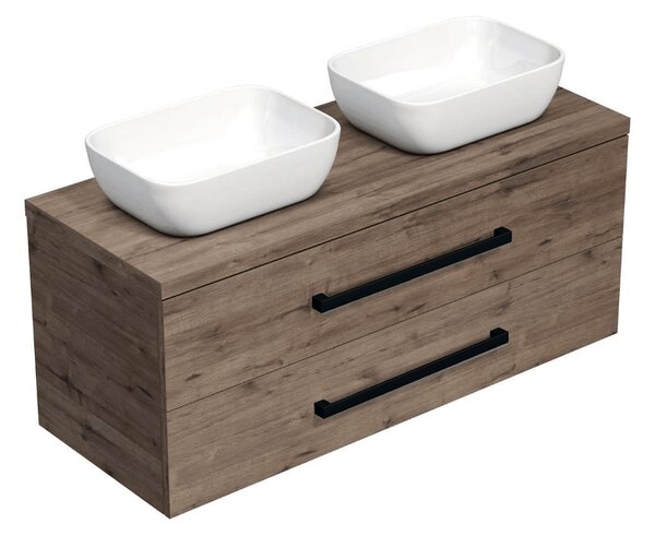 Koupelnová skříňka s černou úchytkou a krycí deskou SAT Cube Way 120x71x46 cm dub Hickory mat CUBE46C1203DW45