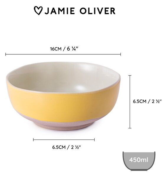 Jamie Oliver Big Love sada 4 žlutých kameninových misek Ø 16 cm JOBBLBOWL16PK4