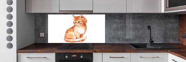 Skleněný panel do kuchynské linky Červená kočka pksh-120895228