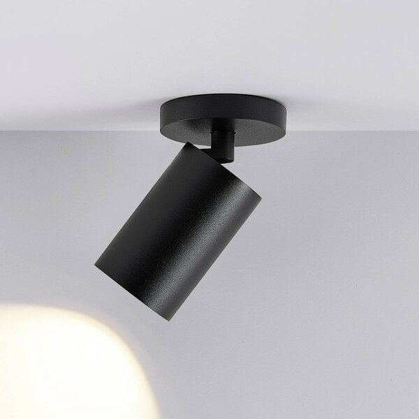 Deko-Light Stropní bodové osvětlení CAN TILT, černé, Ø 8 cm, 1 světlo, kovové GU10, stmívatelný, Černá, Obývací pokoj / jídelna, Hliník