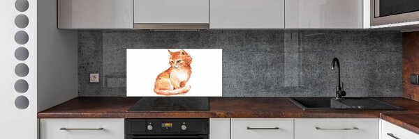 Skleněný panel do kuchynské linky Červená kočka pksh-120895228