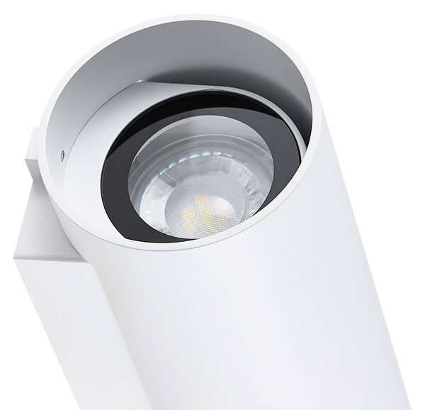 Deko-Light Venkovní nástěnné svítidlo CAN, bílé, 2 světla, Ø 8 cm, IP65, kov, GU10, stmívatelný, Bílá / opál, Hliník