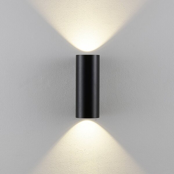 Deko-Light Venkovní nástěnné svítidlo CAN, černé, 2 světla, Ø 8 cm IP65 kov GU10, stmívatelný, Černá, Hliník