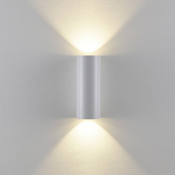 Deko-Light Venkovní nástěnné svítidlo CAN, bílé, 2 světla, Ø 8 cm, IP65, kov, GU10, stmívatelný, Bílá / opál, Hliník