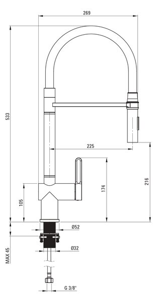 Deante Magnetic kuchyňská baterie stojící chrom BRM_072M
