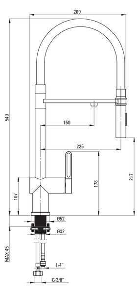 Deante Magnetic kuchyňská baterie stojící černá BRM_N75M