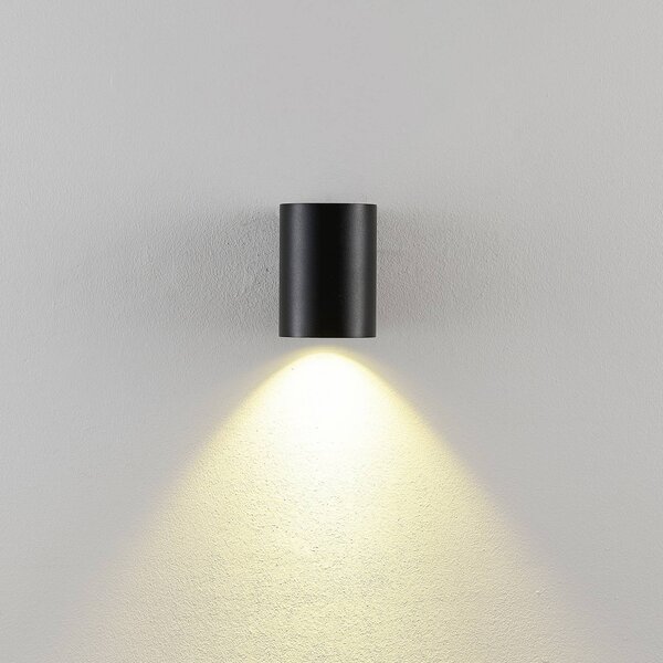 Deko-Light Venkovní nástěnné svítidlo CAN, černé, 1 světlo, Ø 8 cm IP65 kov GU10, stmívatelný, Černá, Hliník