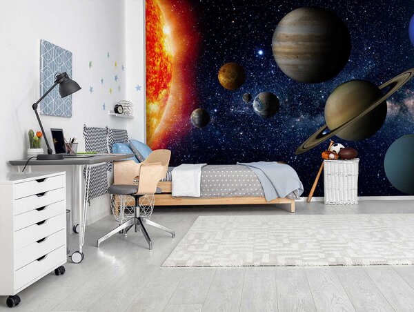 Fototapeta Planety ve vesmíru s hvězdami a jasnou hvězdou, Designové fototapety na zeď, Populární fototapety, u52640 - Tapeko.co.cz