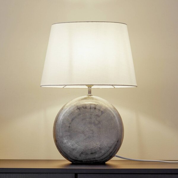 Lindby Stolní lampa Florentino, 49 cm, keramika, textil, Bílá / opál, Obývací pokoj / jídelna, Textil / tkanina / hedvábí