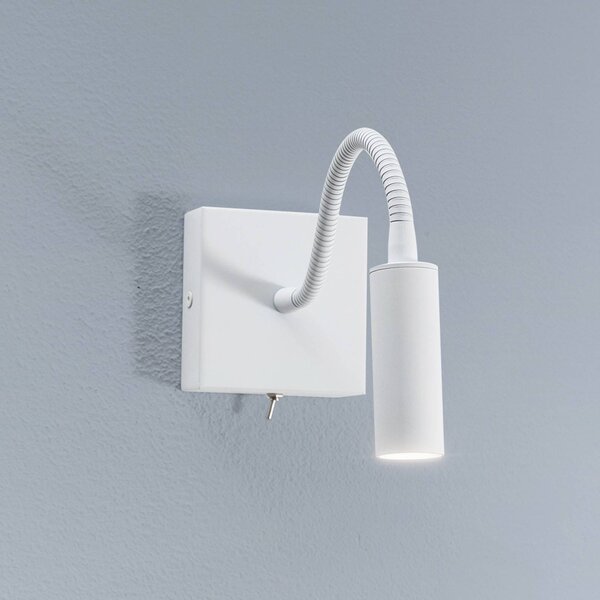 Argon Nástěnná lampa Ojos, bílá, na čtení, nastavitelná, 33 cm, G9, Bílá / opál, Ložnice, kov, Moderní