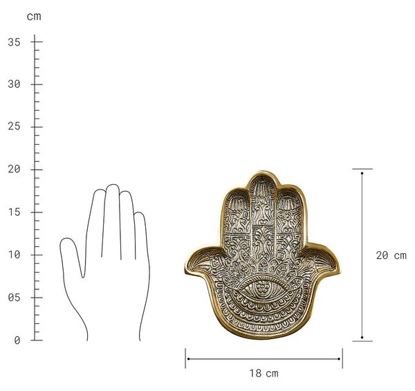 HAMSA Dekorační podnos 20 cm - zlatá