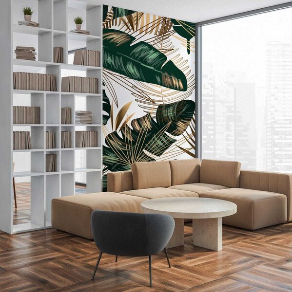 Fototapeta Svěží tropické listy v elegantním designu, Fototapety s listy, Populární fototapety, u53279 - Tapeko.co.cz