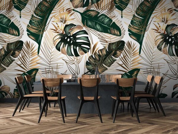 Fototapeta Svěží tropické listy v elegantním designu, Fototapety s listy, Populární fototapety, u53279 - Tapeko.co.cz