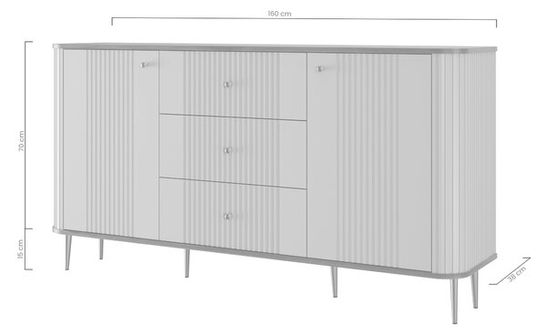 Komoda se zásuvkami Vesper 160 cm - kašmír / zlaté nohy