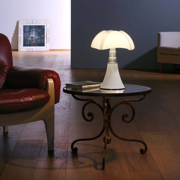Martinelli Luce Minipipistrello stolní lampa bílá, stmívatelný, Bílá / opál, Obývací pokoj / jídelna, Nerezová ocel, Design