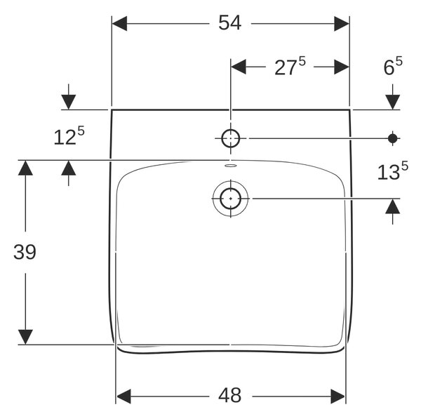Geberit Selnova Compact umyvadlo 55x55 cm čtvercový klasický pro osoby se zdravotním postižením bílá lesk 501.461.00.7