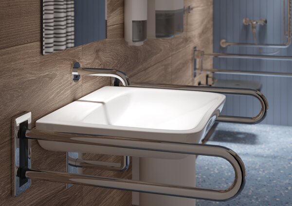 Geberit Selnova Compact umyvadlo 55x55 cm čtvercový klasický pro osoby se zdravotním postižením bílá lesk 501.461.00.7