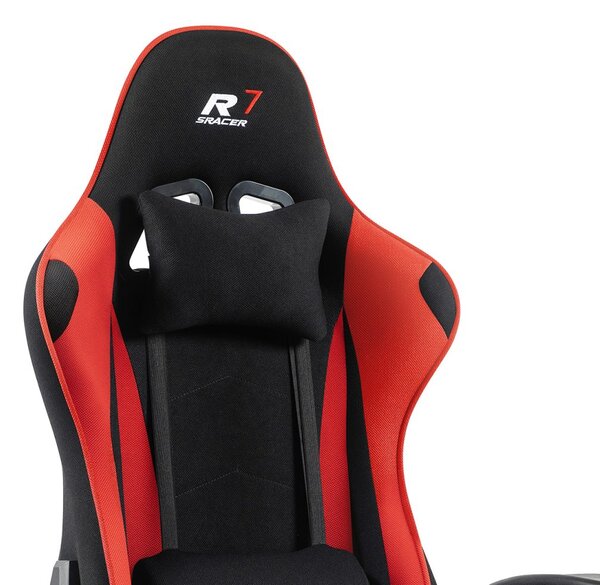 Herní židle k PC Sracer R7 s područkami a podnožkou nosnost 130 kg černá-červená