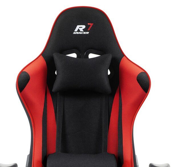 Herní židle k PC Sracer R7 s područkami a podnožkou nosnost 130 kg černá-červená