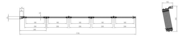 Ravak Supernova vanová zástěna 113.5 cm pětidílný bílá lesk/umělá hmota 794E010041