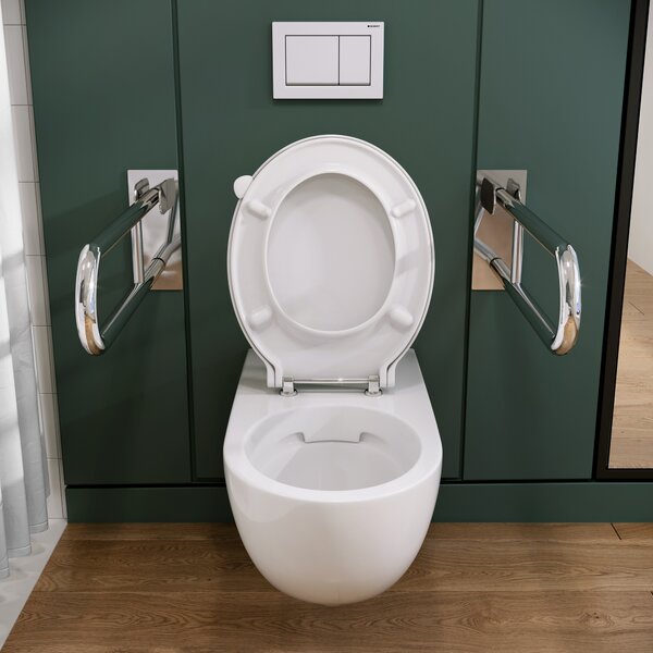 Geberit Selnova Comfort záchodová mísa závěsná bez splachovacího kruhu pro osoby se zdravotním postižením bílá lesk 500.693.01.7