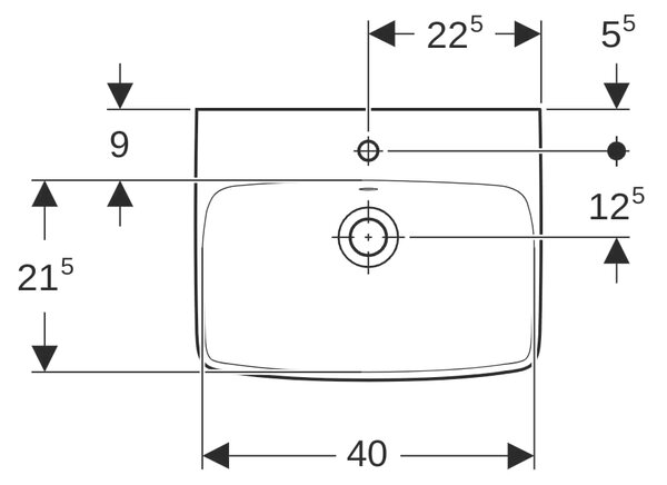 Geberit Selnova Square umyvadlo 45x35 cm obdélníkový klasický-na pult bílá lesk 500.322.01.7