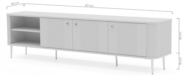 TV stolek Vesper 3D 187 cm - černý / zlaté nohy