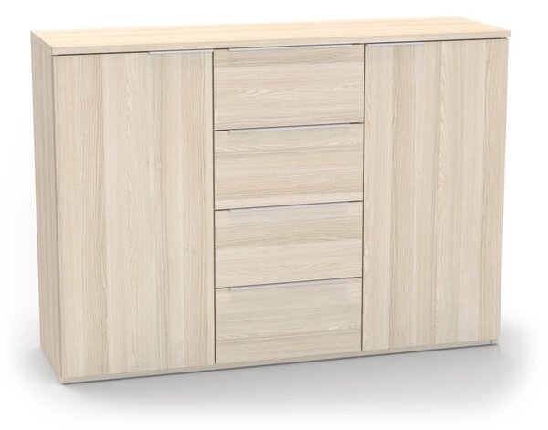 Komoda VARIO 3 Šířka 120 cm, Akácie světlá, nerez úchytky