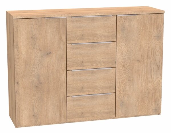 Komoda VARIO 3 Šířka 120 cm, Dub sametový, nerez úchytky