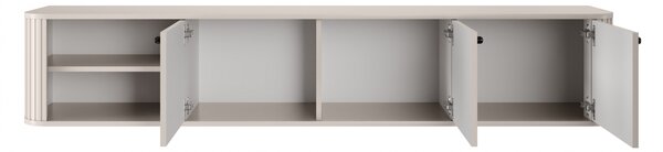 Závěsná TV skříňka Vesper 187 cm třídveřová - kašmír / černé úchyty