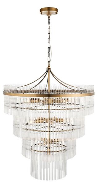 Endon 112576 - Lustr na řetězu MARIETTA 16xE14/6W/230V mosaz/čirá