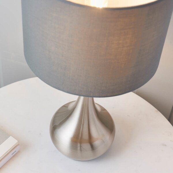 Endon 61192 -Stmívatelná stolní lampa PICCADILLY 1xE14/40W/230V matný chrom/šedá
