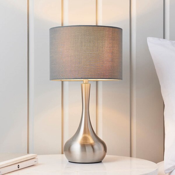 Endon 61192 -Stmívatelná stolní lampa PICCADILLY 1xE14/40W/230V matný chrom/šedá