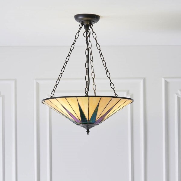 Endon 70754 - Lustr na řetězu Tiffany DARK STAR 3xE27/60W/230V pr. 49 cm