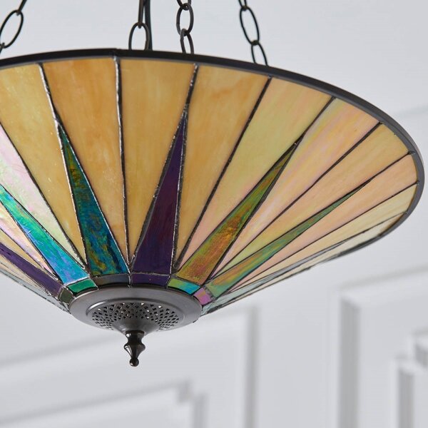 Endon 70754 - Lustr na řetězu Tiffany DARK STAR 3xE27/60W/230V pr. 49 cm