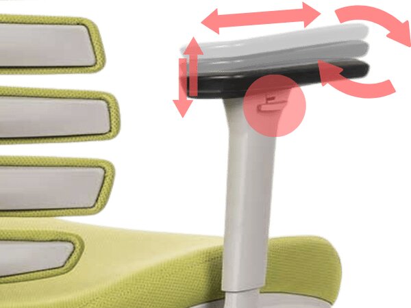 Zdravotní ergonomická kancelářská židle MERCURY FISH BONES PDH ŠEDÝ PLAST, ZELENÁ – ohebné lamely v opěráku