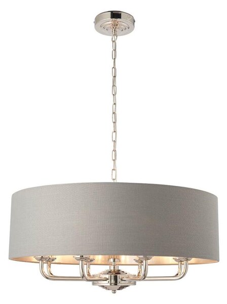Endon 94415 - Lustr na řetězu HIGHCLERE 8xE14/40W/230V šedá/lesklý chrom