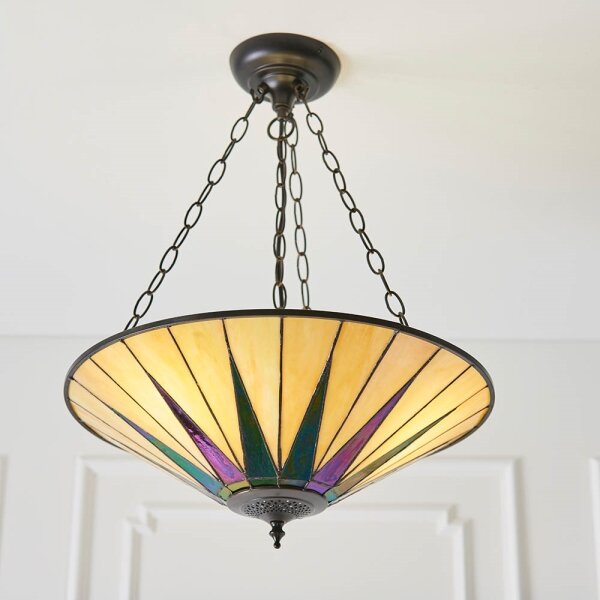 Endon 70754 - Lustr na řetězu Tiffany DARK STAR 3xE27/60W/230V pr. 49 cm