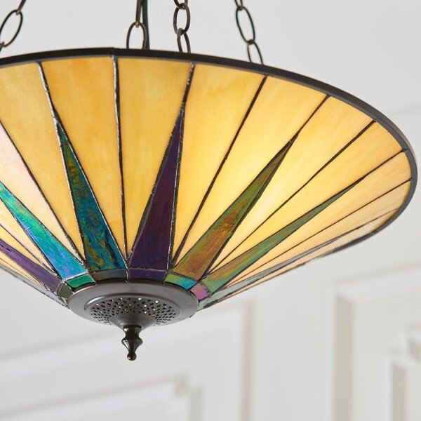 Endon 70754 - Lustr na řetězu Tiffany DARK STAR 3xE27/60W/230V pr. 49 cm