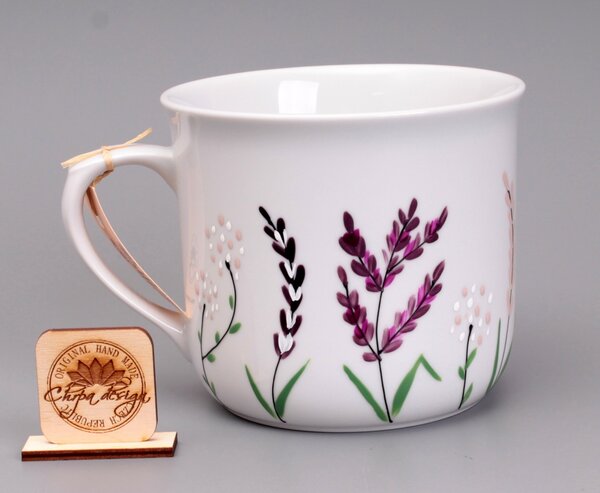 Porcelán hrnek 0,6 L - purpurové trávy