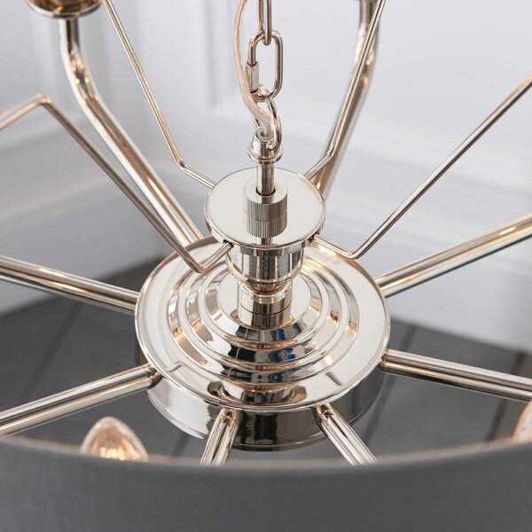 Endon 94415 - Lustr na řetězu HIGHCLERE 8xE14/40W/230V šedá/lesklý chrom
