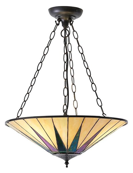 Endon 70754 - Lustr na řetězu Tiffany DARK STAR 3xE27/60W/230V pr. 49 cm