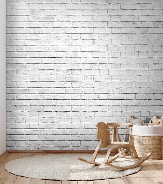 Fototapeta Bílá cihlová zeď s mnoha malými cihlami, Designové fototapety na zeď, Populární fototapety, u54004 - Tapeko.co.cz