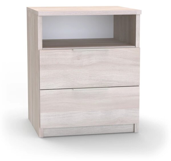 Noční stolek VARIO 2 Akácie světlá, černé úchytky