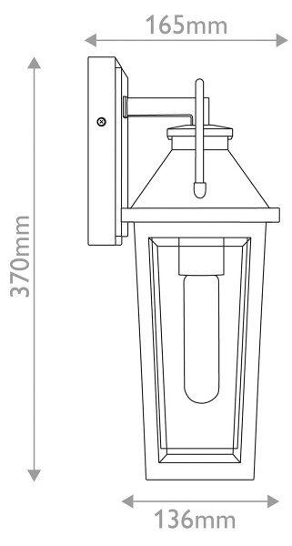 Quoizel QZ-BUCKLEY-S-MBK - Venk. nástěnné svítidlo S BUCKLEY 1xE27/40W/230V IP44